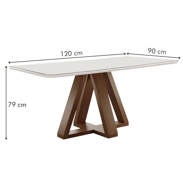 Imagem de Mesa de Jantar 4 Lugares Kyra/Arizona com Vidro Chocolate/Off White/Suede Cru - Cel Móveis