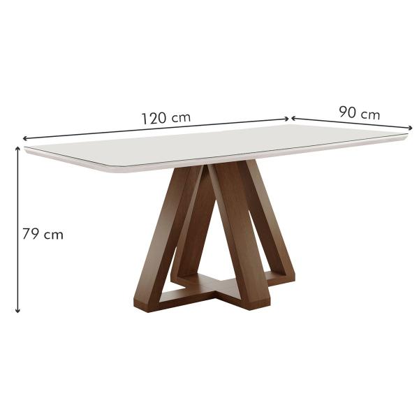 Imagem de Mesa de Jantar 4 Lugares Kyra/Arthus com Vidro Chocolate/Off White/Suede Bege - Cel Móveis