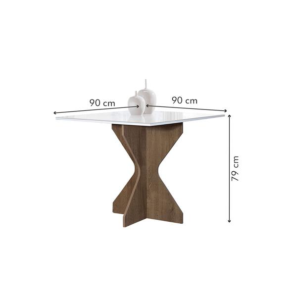 Imagem de Mesa de Jantar 4 Lugares Laura Arizona com Vidro 100% Mdf  Chocolate/Off White/Veludo Marrom - Cel Móveis