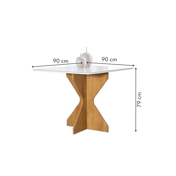 Imagem de Mesa de Jantar 4 Lugares Laura Canela com Vidro 100% Mdf Cinamomo/Off White/Boucle Gelo - Cel Móveis