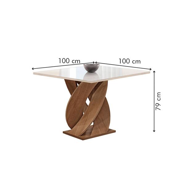 Imagem de Mesa de Jantar 4 Lugares Luna Arizona com Vidro 100% Mdf Chocolate/Off White/Boucle Bege - Cel Móveis