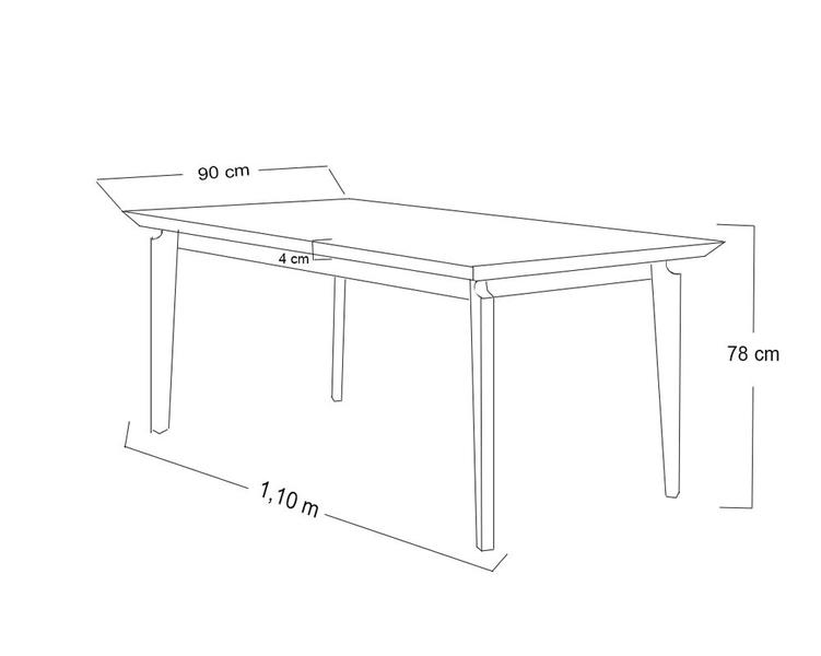 Imagem de Mesa de Jantar 4 Lugares Preto/Branco 1,1m - Zotz