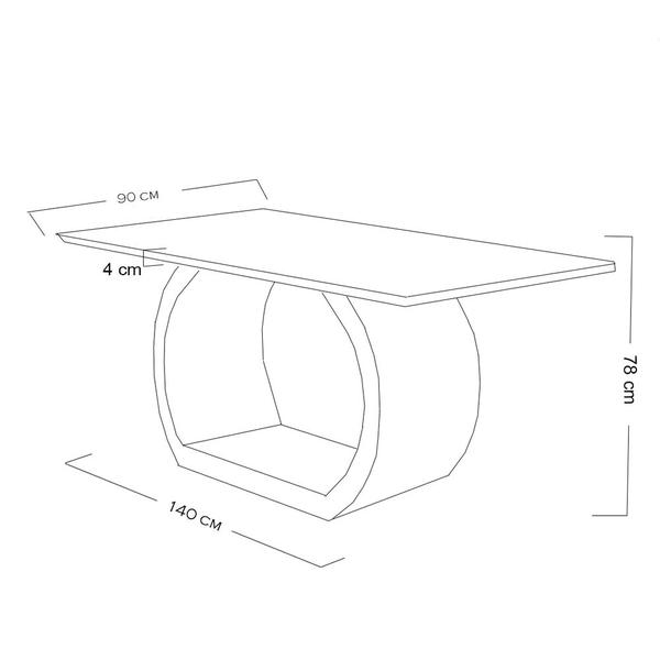 Imagem de Mesa de Jantar 4 Lugares Preto/Branco 1,4m x 0,9m - Sirkel