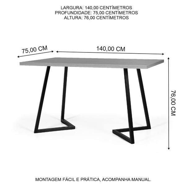 Imagem de Mesa de Jantar 4 Lugares Retangular 140x75 Industrial Rigo Preta - Straub Web