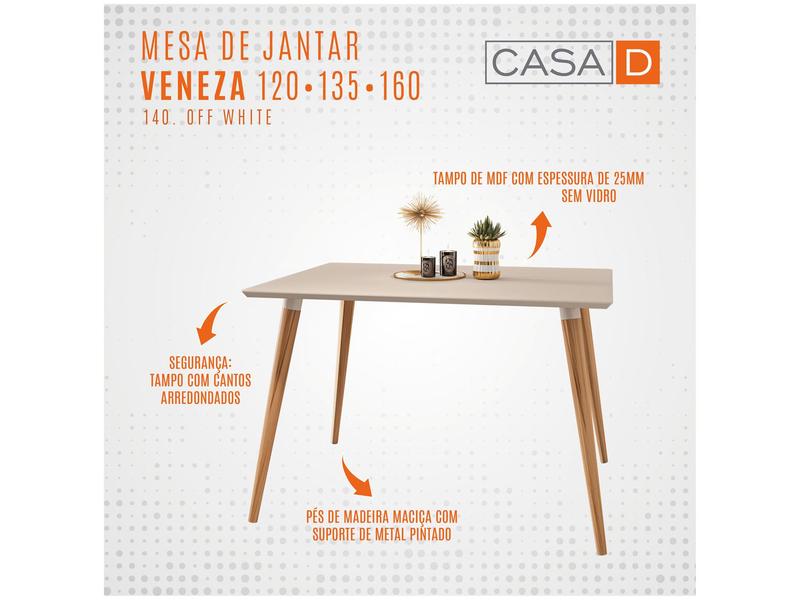 Imagem de Mesa de Jantar 4 Lugares Retangular Off White Casa D Veneza