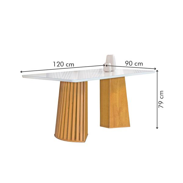 Imagem de Mesa de Jantar 4 Lugares Stella com Vidro Ripado Cinamomo/Off White/Bege Claro - Cel Móveis