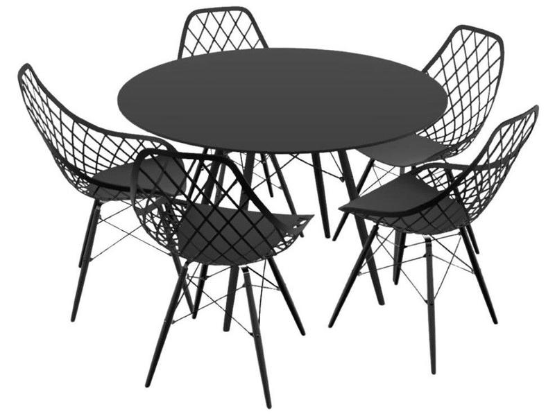 Mesa de Jantar 5 Cadeiras Redonda Preta - Empório Tiffany Eames Kayla Mesa de Jantar 5 Cadeiras Redonda Preta - Empório Tiffany Eames Kayla