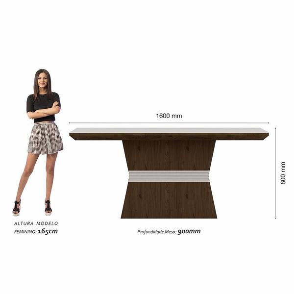 Imagem de Mesa De Jantar 6 Cadeiras Gênova Imbuia/off Wh/bege - Móveis Arapongas