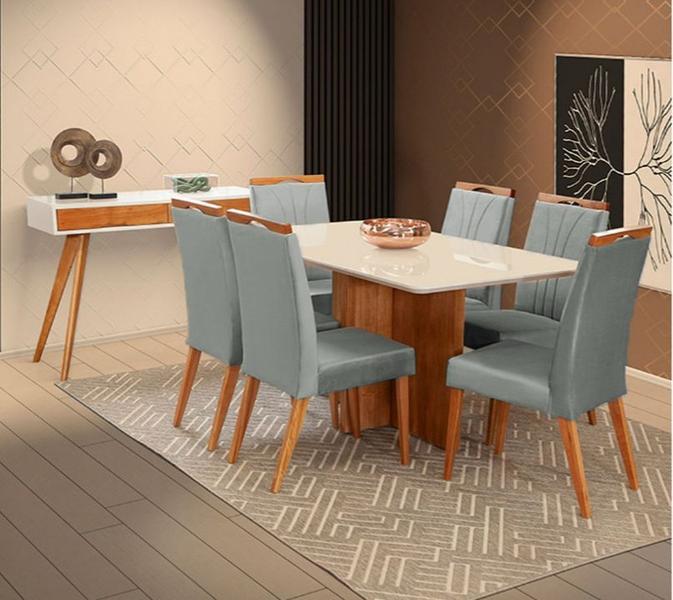 Imagem de Mesa de jantar + 6 cadeiras Milão tampo Atenas 180 cm - A 03