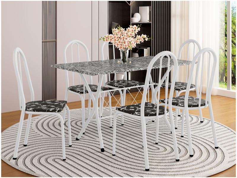 Mesa de Jantar 6 Cadeiras Retangular Branca Artefamol Ravena Mesa de Jantar 6 Cadeiras Retangular Branca Artefamol Ravena