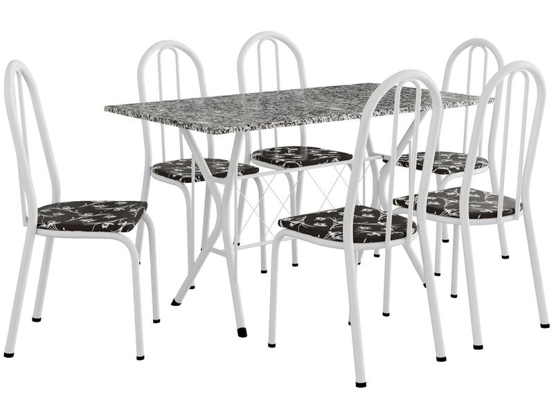 Imagem de Mesa de Jantar 6 Cadeiras Retangular Branca Artefamol Ravena