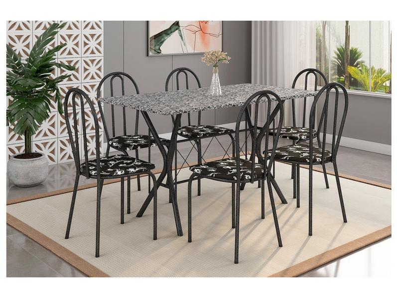 Mesa de Jantar 6 Cadeiras Retangular Preta - Artefamol America Bruna Mesa de Jantar 6 Cadeiras Retangular Preta - Artefamol America Bruna