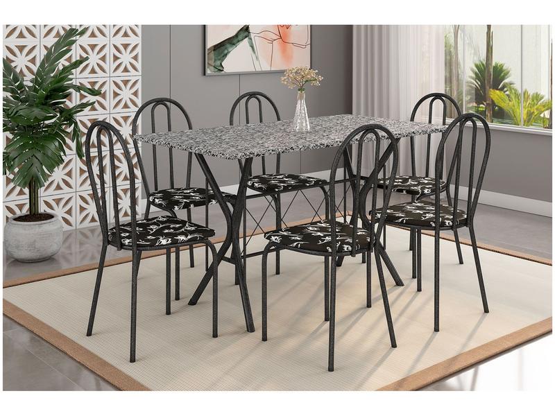 Mesa de Jantar 6 Cadeiras Retangular Preta - Artefamol America Bruna Mesa de Jantar 6 Cadeiras Retangular Preta - Artefamol America Bruna