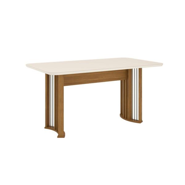 Imagem de Mesa de Jantar 6 Lugares 160cm Tampo MDF com Vidro Canto Arredondado Ísis