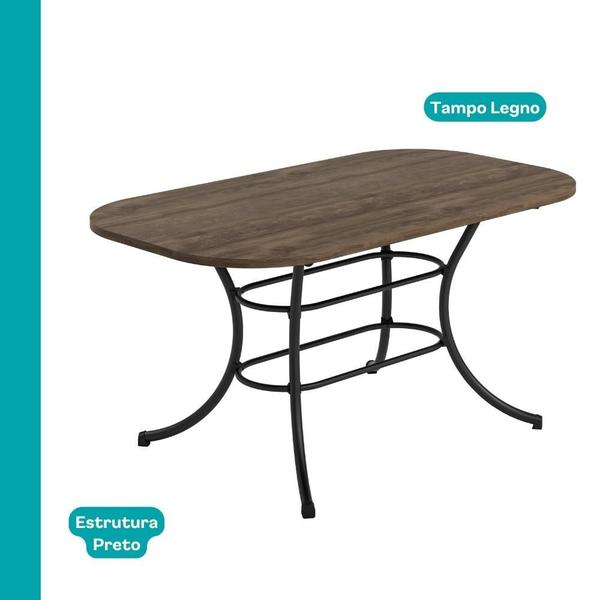 Imagem de Mesa de Jantar 6 Lugares 1,60m 1547 Carraro Legno com Preto