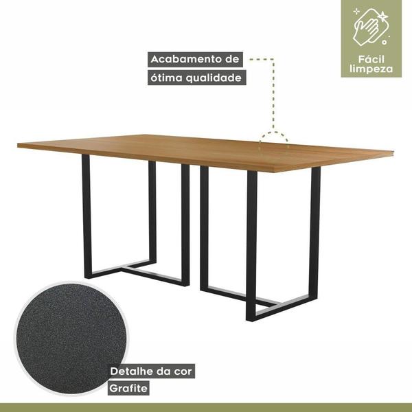 Imagem de Mesa de Jantar 6 Lugares 180cm Tampo MDF Atena Mais Decor