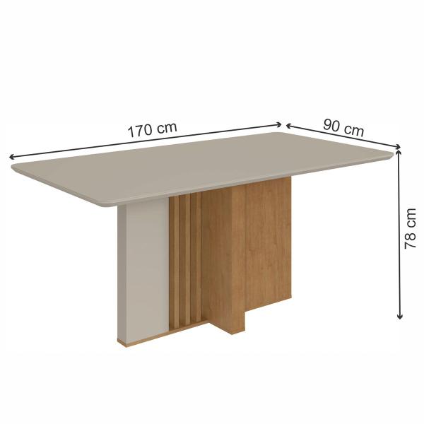 Imagem de Mesa de Jantar 6 Lugares Astrid com Vidro Amêndoa Clean/Off White/material sintético Caramelo 77204 - Móveis Lopas