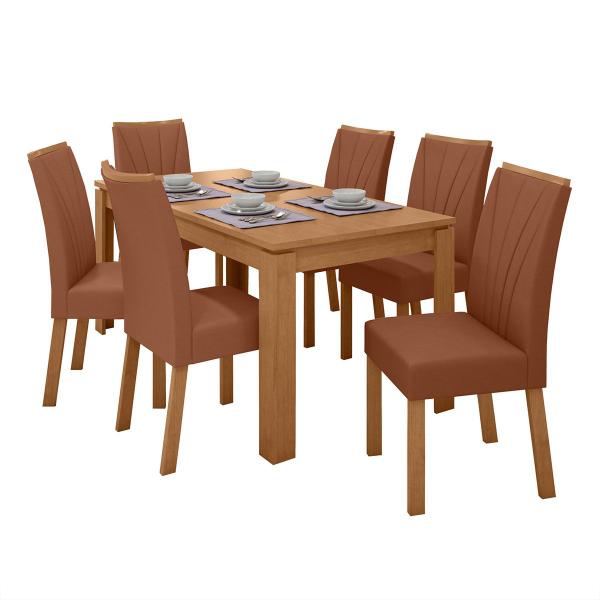 Imagem de Mesa de Jantar 6 Lugares Athenas Apogeu Amêndoa Clean/material sintético Caramelo - Móveis Lopas