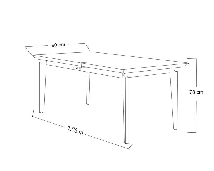 Imagem de Mesa de Jantar 6 Lugares Branco Tampo Preto 1,65m - Zotz