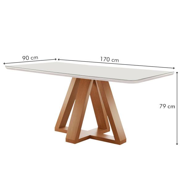 Imagem de Mesa de Jantar 6 Lugares Kyra/Arthus com Vidro Cinamomo/Off White/Suede Bege - Cel Móveis