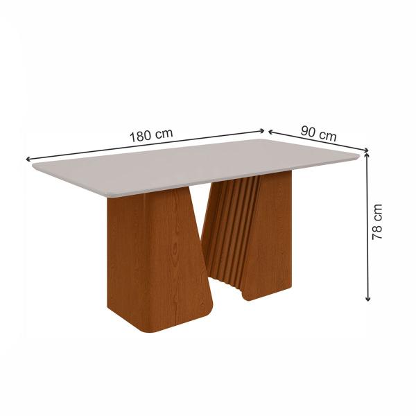 Imagem de Mesa de Jantar 6 Lugares Luxor Celina com Vidro Ripado Frassino/Off White/Boucle Bege - Móveis Lopas