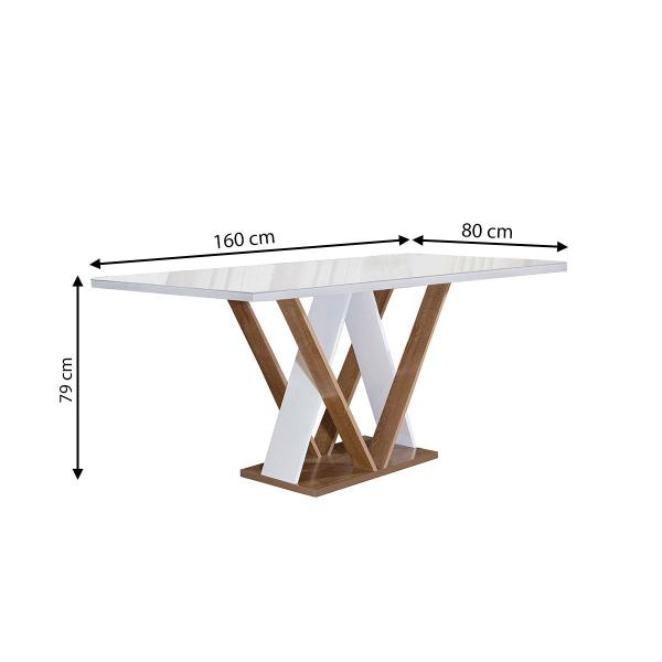 Imagem de Mesa de Jantar 6 Lugares Manuela Canela com Vidro Chocolate/Off White/Boucle Bege - Cel Móveis