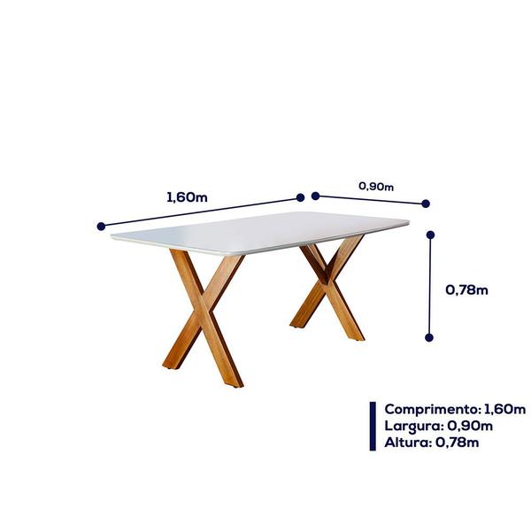 Imagem de Mesa de Jantar 6 Lugares Munique Tampo em Vidro 160cm Móveis Mix