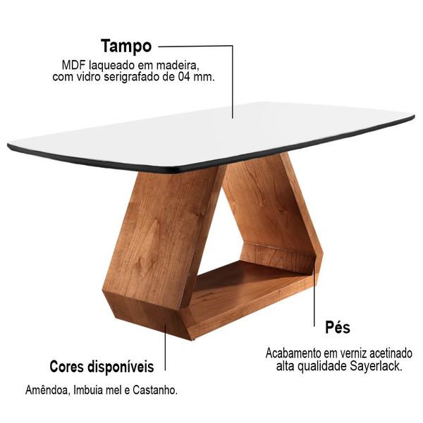 Imagem de Mesa de Jantar 6 Lugares Preto Tampo Branco 1,6m - Trekant