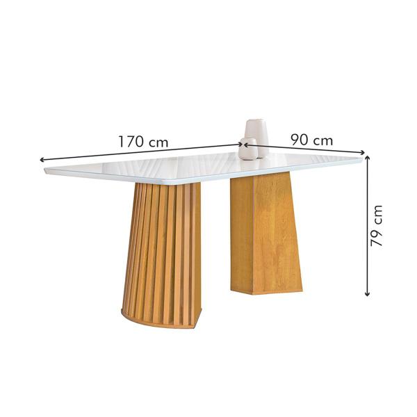 Imagem de Mesa de Jantar 6 Lugares Stella com Vidro Ripado Cinamomo/Off White/Cinza - Cel Móveis