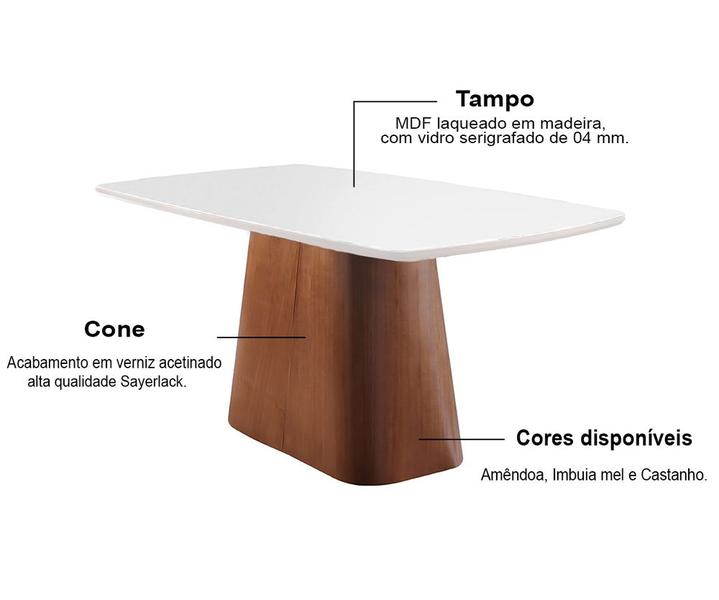 Imagem de Mesa de Jantar 6 Lugares Tampo Branco 2m - Meydan