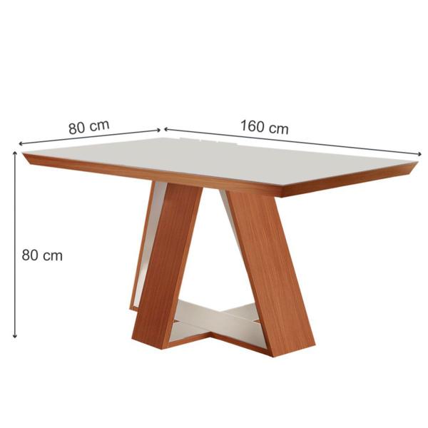 Imagem de Mesa de Jantar 6 Lugares Viena com Vidro Prêmio/Off White/Creme - Lj Móveis