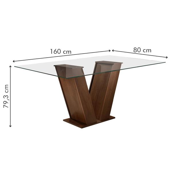 Imagem de Mesa de Jantar 6 Lugares Vitória com Vidro Chocolate/Pena - Cel Móveis