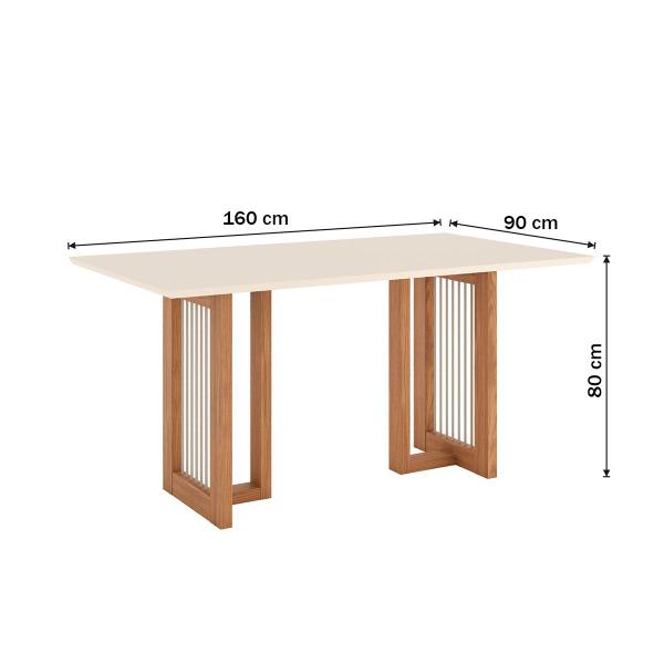 Imagem de Mesa de Jantar 6 Lugares Yara Nature/Off White/Marrom Amêndoa - Henn