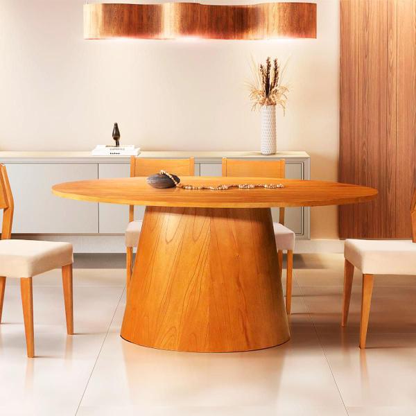 Imagem de Mesa de Jantar 8 Lugares 2m Oval Com Vidro Imbuia Búsios