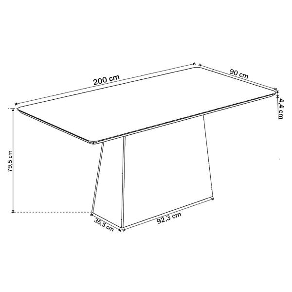 Imagem de Mesa de Jantar 8 Lugares Barth com Vidro Mel/Grafite - Viero Móveis