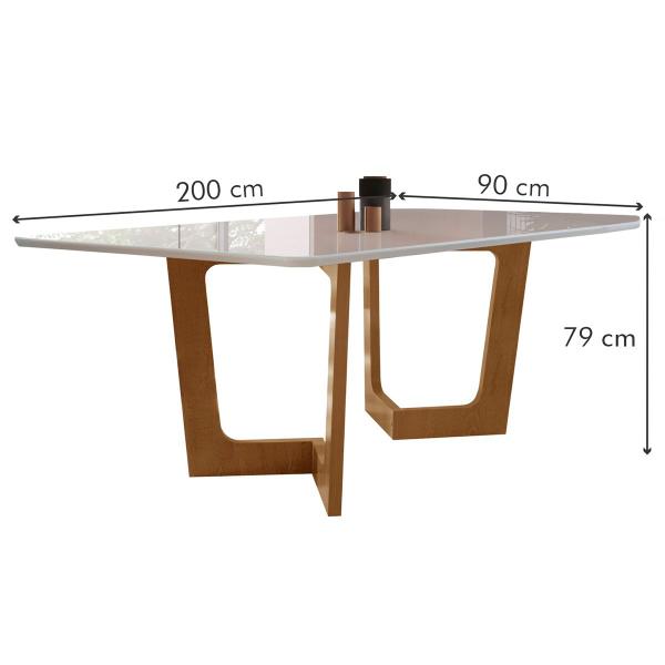 Imagem de Mesa de Jantar 8 Lugares Itália com Vidro Cinamomo/Off White/Bege - Panorama Móveis