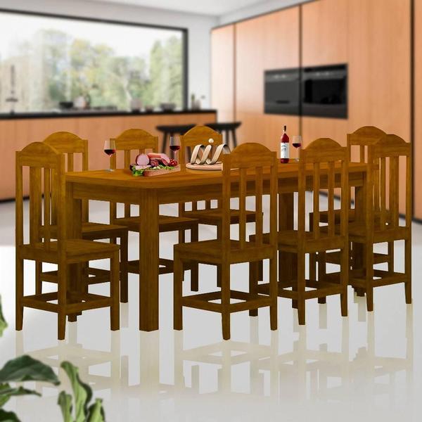 Imagem de Mesa De Jantar 8 Lugares Madeira Maciça Safira Imbuia Shop JM