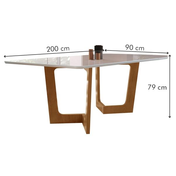 Imagem de Mesa de Jantar 8 Lugares Nápoles/Luísa com Vidro Cinamomo/Off White/Bege - Cel Móveis