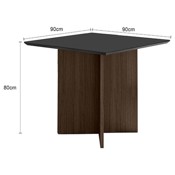 Imagem de Mesa de Jantar 90cm Helo Amêndoa Grafite com 4 Cadeiras Jade Bordada Amêndoa Cappuccino  Poliman