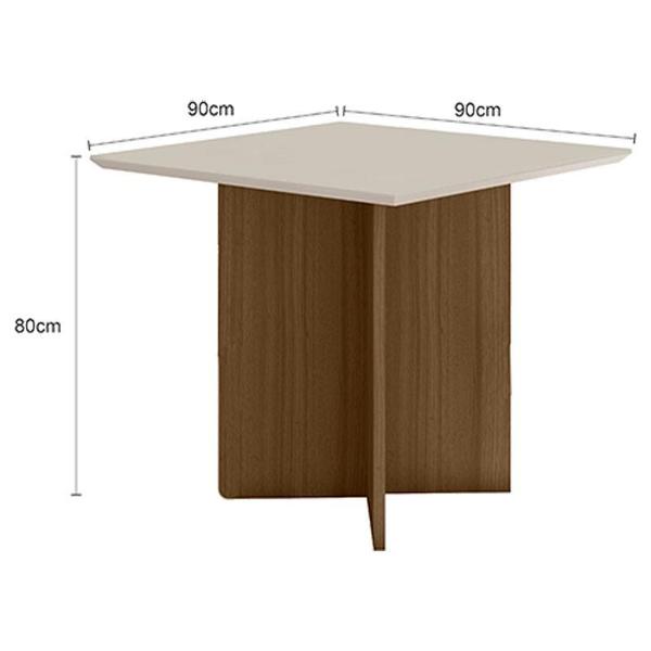 Imagem de Mesa de Jantar 90cm Helo Carvalho Off White com 4 Cadeiras Josi Liso Carvalho Fendi  Poliman