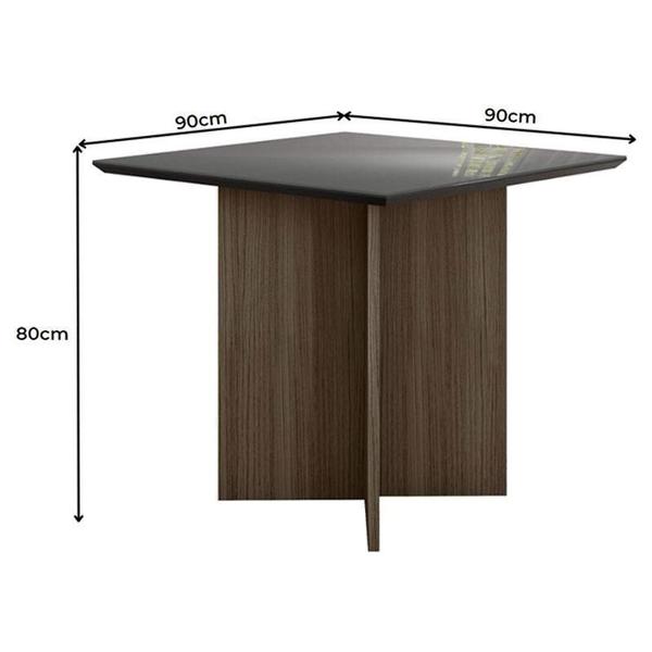 Imagem de Mesa de Jantar 90cm Helo com Vidro Amêndoa Grafite  Poliman