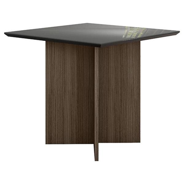 Imagem de Mesa de Jantar 90cm Helo com Vidro Amêndoa Grafite  Poliman