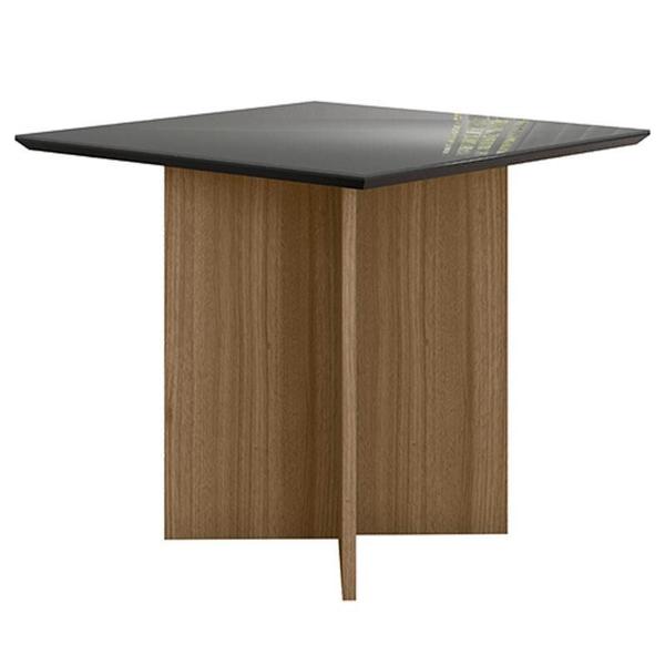 Imagem de Mesa de Jantar 90cm Helo com Vidro Carvalho Grafite  Poliman