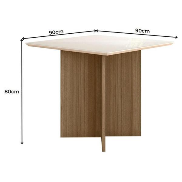 Imagem de Mesa de Jantar 90cm Helo com Vidro Carvalho Off White e 4 Cadeiras Josi Liso Carvalho Fendi  Poliman