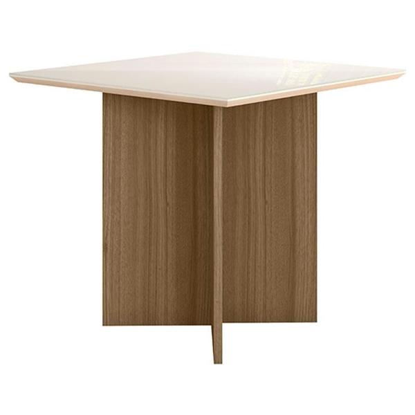 Imagem de Mesa de Jantar 90cm Helo com Vidro Carvalho Off White  Poliman