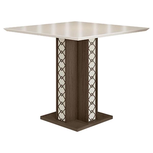 Imagem de Mesa de Jantar 90cm Ísis com Vidro Amêndoa Off White  Poliman