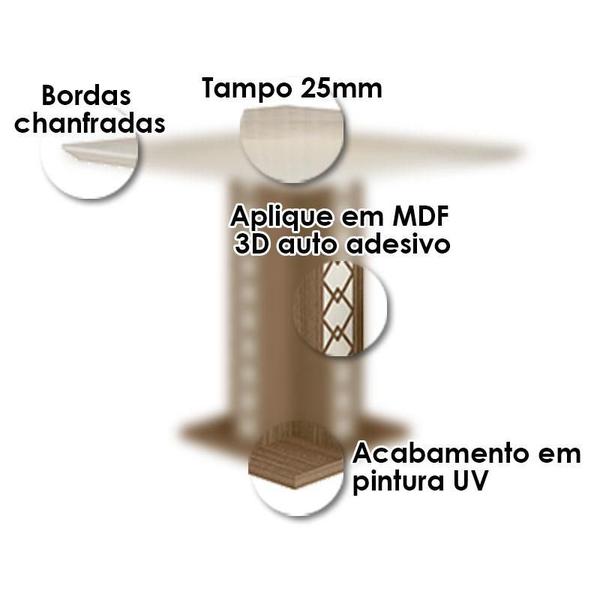 Imagem de Mesa de Jantar 90cm Ísis com Vidro Carvalho Off White e 4 Cadeiras Josi Liso Carvalho Fendi  Poliman