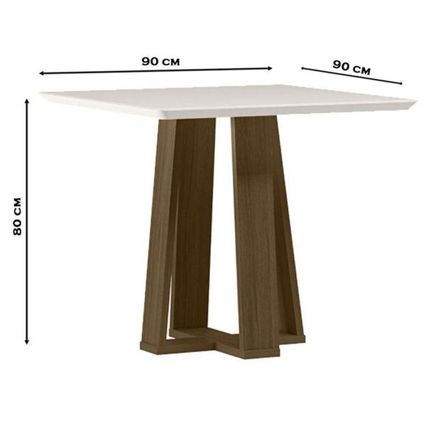 Imagem de Mesa De Jantar 90x90 Cm Valência Com Vidro Imbuia Off White - New Ceval