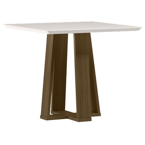 Imagem de Mesa de Jantar 90x90 cm Valência com Vidro Imbuia Off White  New Ceval