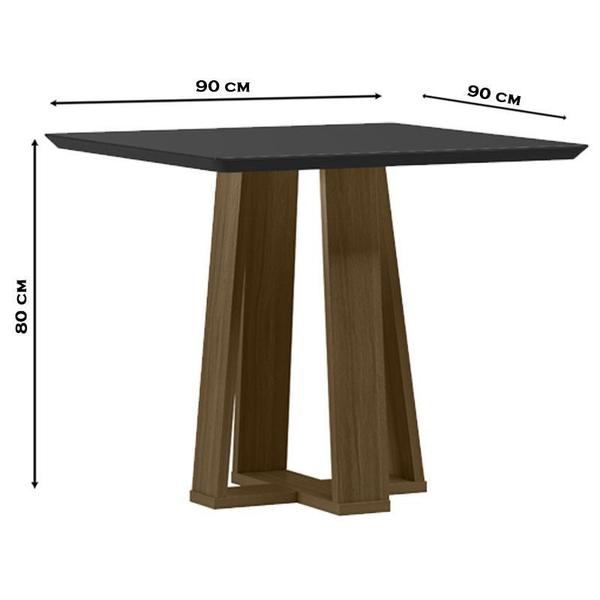 Imagem de Mesa de Jantar 90x90 cm Valência com Vidro Imbuia Preto  New Ceval